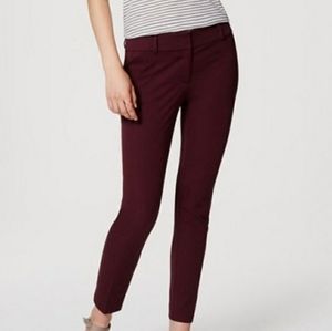LOFT Julie Straight Burgundy Pants 12